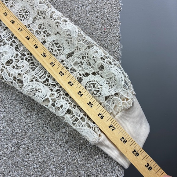 Lane Bryant Cream Lace Overlay Long Sleeve Top Women Plus Size 22/24 Casual Boho - Picture 4 of 9
